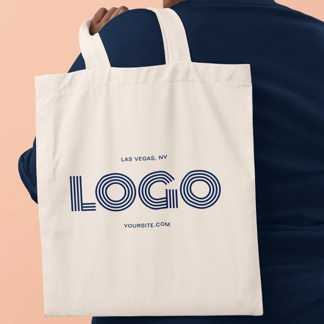 Bolsa Tote Logotipo Retangular Moderno da Marinha Promo (Navy Modern Rectangular Logo Promo Tote Bag)