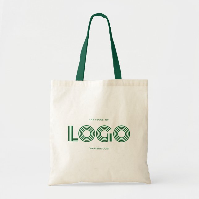 Bolsa Tote Logotipo Retangular Moderno Verde Promo (Frente)