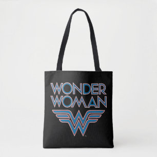 Bolsa Tote Logotipo Retro Azul e Vermelho da Mulher Maravilha