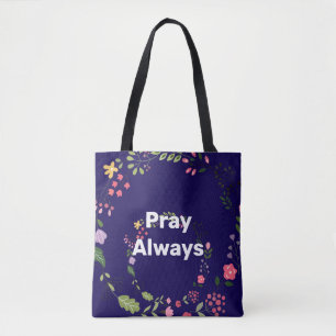 Bolsa Tote Logotipo Rezar Sempre Azul Naval  