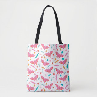 Bolsa Tote Logotipo Rosa da Mulher-Maravilha e Padrão de Relâ