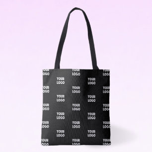 Bolsa Tote Logotipo simples de repetição   Preto