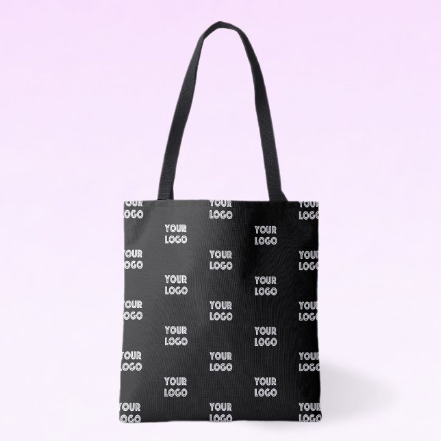 Bolsa Tote Logotipo simples de repetição | Preto (Criador carregado)