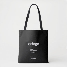 Bolsa Tote logotipo SO!Trouble vintage e linha de tag em pret