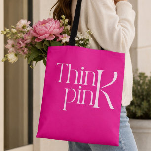 Bolsa Tote Logotipo Tipográfico Moderno e Ousado em Rosa