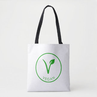 Bolsa Tote Logotipo Vegan | Rótulo Verde Vegan | Símbolo Vega