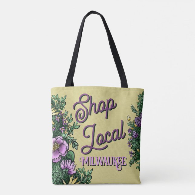 Bolsa Tote Loja de flores local, cidade (Verso)