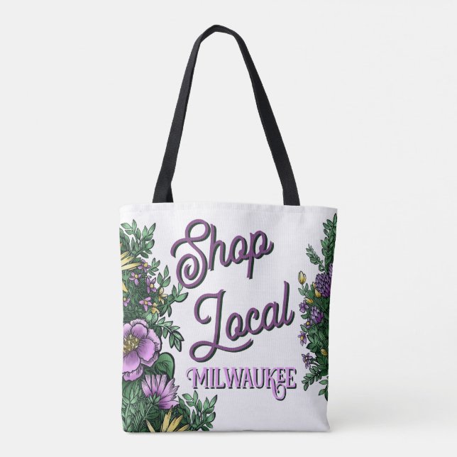 Bolsa Tote Loja de flores local, cidade (Verso)