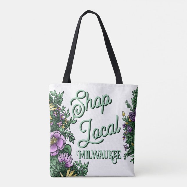 Bolsa Tote Loja de flores local, cidade (Verso)