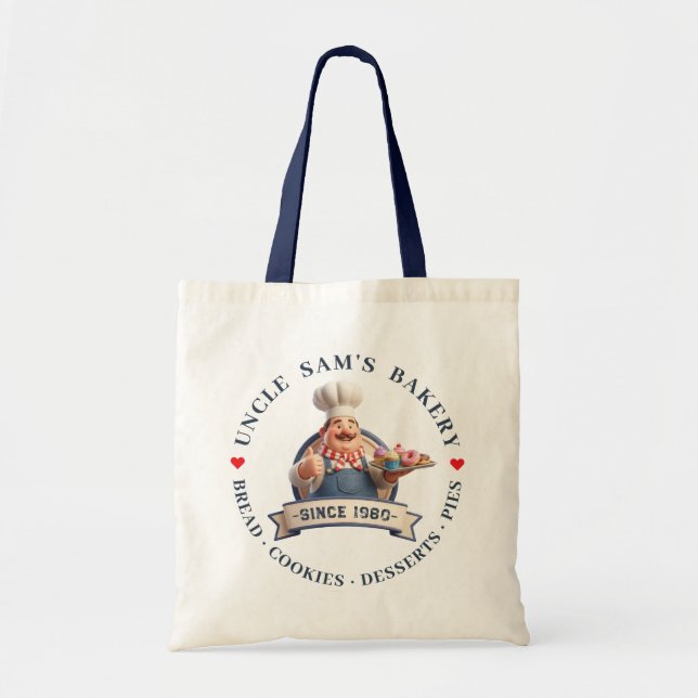 Bolsa Tote Loja de Padaria Confeiteiro Sobremesas Doces Confe (Frente)