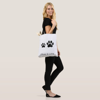 Bolsa Tote Lona Minimalista com Duas Patinhas de Estimação e