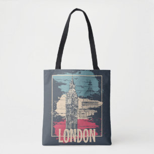 Bolsa Tote London Big Ben: Poster de tipografia