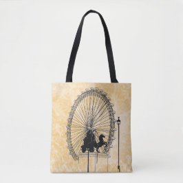 Bolsa Tote London Ferris Wheel Ink Sketch Abstrato neutro