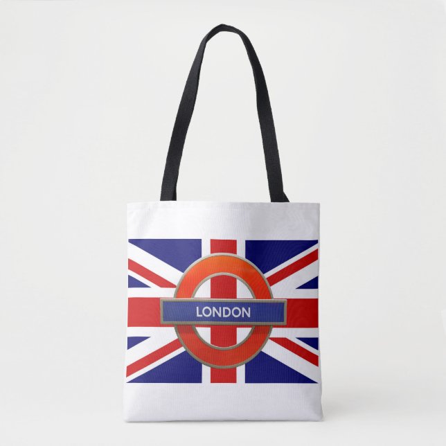 Bolsa Tote London Metro Sign British Flag (Frente)