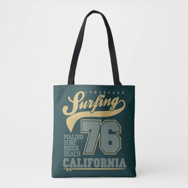 Bolsa Tote Longboard que surfa | Califórnia 76 (Frente)
