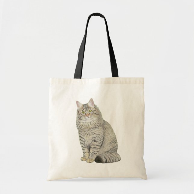 Bolsa Tote Longhair Tabby Cat (Frente)