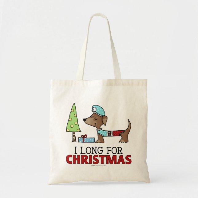 Bolsa Tote Longo para o Natal-Dachshund (Frente)