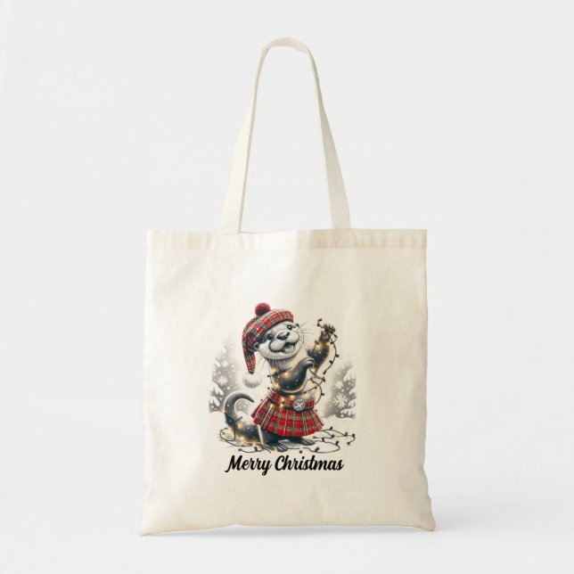 Bolsa Tote Lontra de Natal Escocesa (Frente)