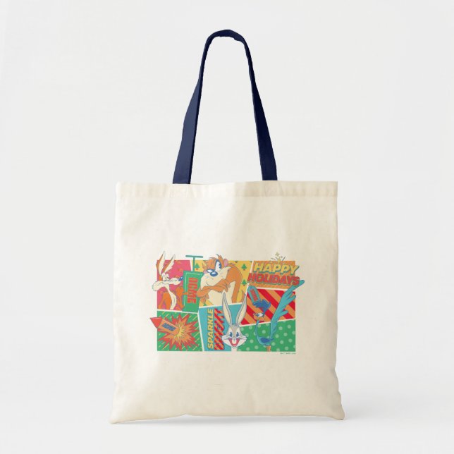 Bolsa Tote LOONEY TUNES™ | Padrão Feliz Natal (Frente)