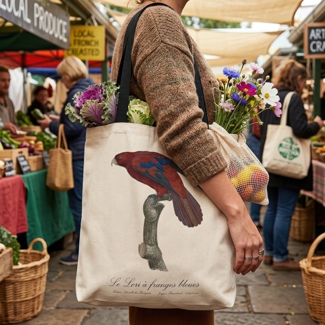 Bolsa Tote Lório-de-cauda-vermelha, Trichoglossus borneus (Long-Tailed Red Lory, Trichoglossus borneus. Tote Bag)