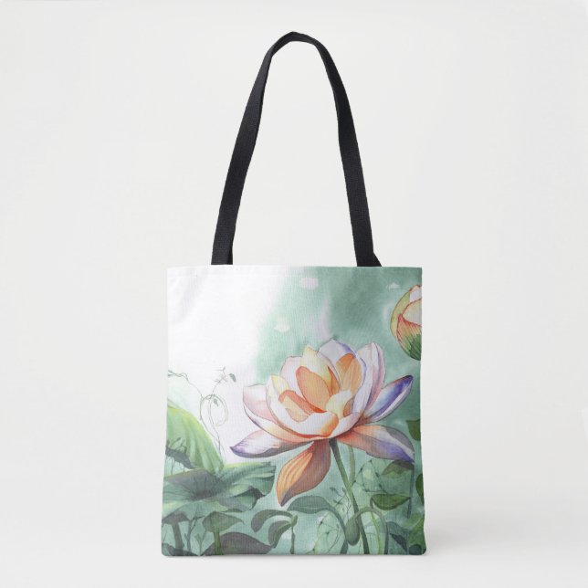 Bolsa Tote Lótus Aquarela (Frente)