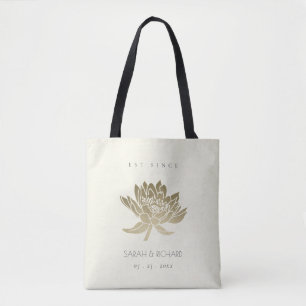 BOLSA TOTE LOTUS BRANCO DOURADO E GLAMOROSO SALVE O PRESENTE