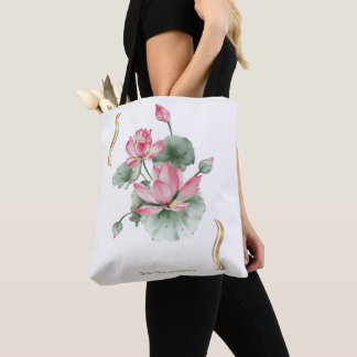 Bolsa Tote Lotus Flower Design