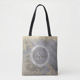 Bolsa Tote Lotus Mandala Monograma de Lítio Dourado