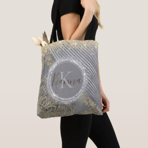 Bolsa Tote Lotus Mandala Monograma de Lítio Dourado