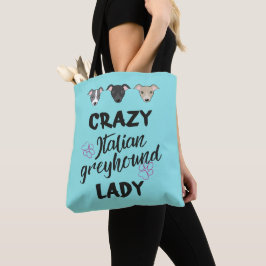 Bolsa Tote Louca italiana Greyhound Lady Cachorro amante Engr