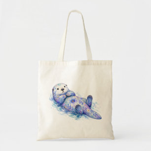 Bolsa Tote Louça Tema Floral Lontra Marinha