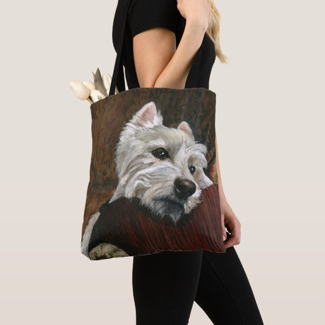 Bolsa Tote Lounging Westie em Sofa (Close Up)