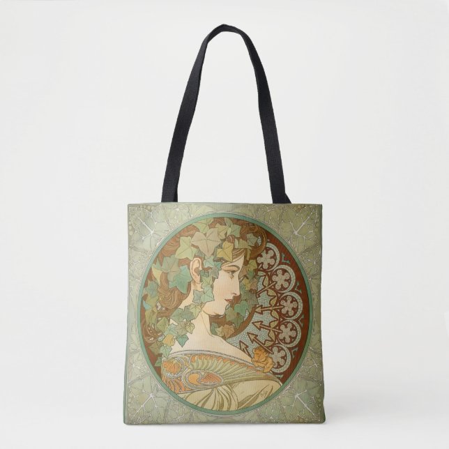 Bolsa Tote Loureiro por Alphonse Mucha (Frente)