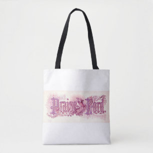 Bolsa Tote "Louve ao Senhor" Arte Cristã Vintage rosa mauve