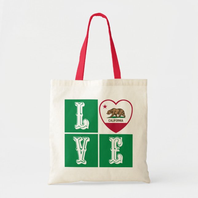 Bolsa Tote Love California State Flag Hearde Pride (Frente)