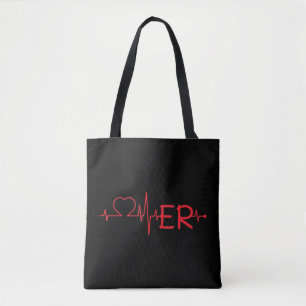 Bolsa Tote Love ER Heartbeat doutor enfermeiros trabalhadores