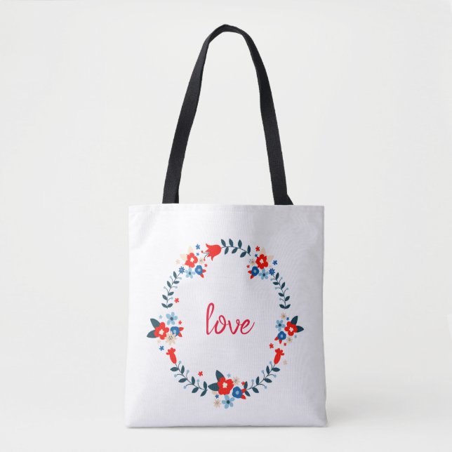 Bolsa Tote Love Floral Wreath (Frente)