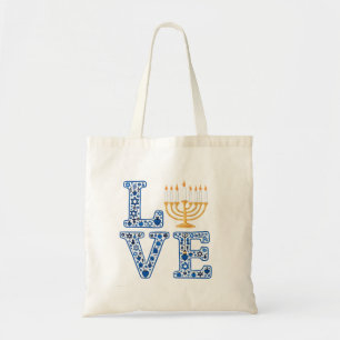 Bolsa Tote Love Hanukkah Jewish Holiday Menorah