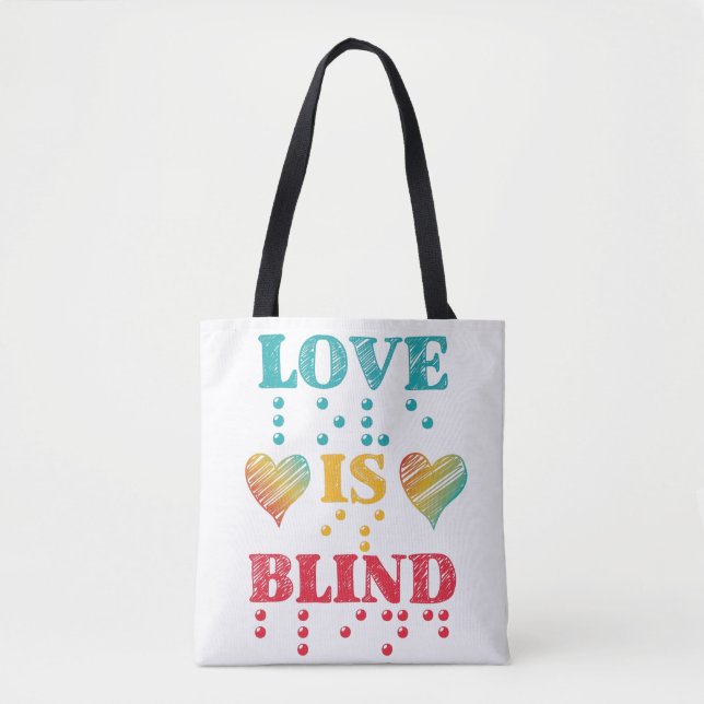 Bolsa Tote Love Is Blind Braille Hearts (Frente)
