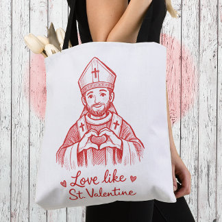 Bolsa Tote Love Like St Valentine Catholic Saint Illustration