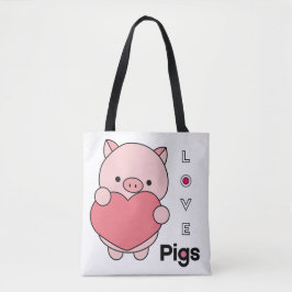 Bolsa Tote Love Pigs national porco day designs