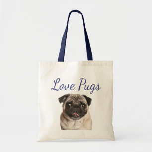Bolsa Tote Love Pugs Canvas de cachorro