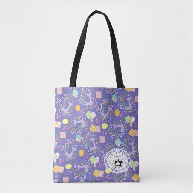 Bolsa Tote Love Sewing Machine Purple (Frente)