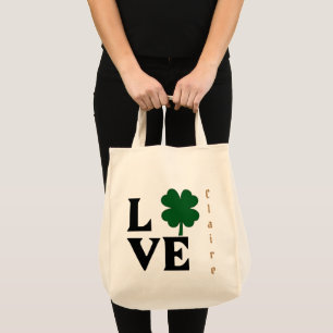 Bolsa Tote Love Shamrock Dia de São Patrício