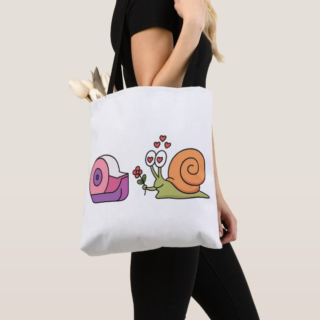 Bolsa Tote Love Snail & Tape – Cute Funny Sticker (Close Up)