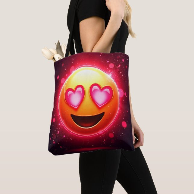 Bolsa Tote Love Struck Emoji Hearts Glow (Close Up)