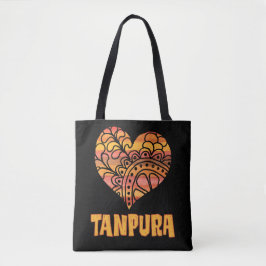 Bolsa Tote Love Tanpura Orange Mandala Heart Indian Music