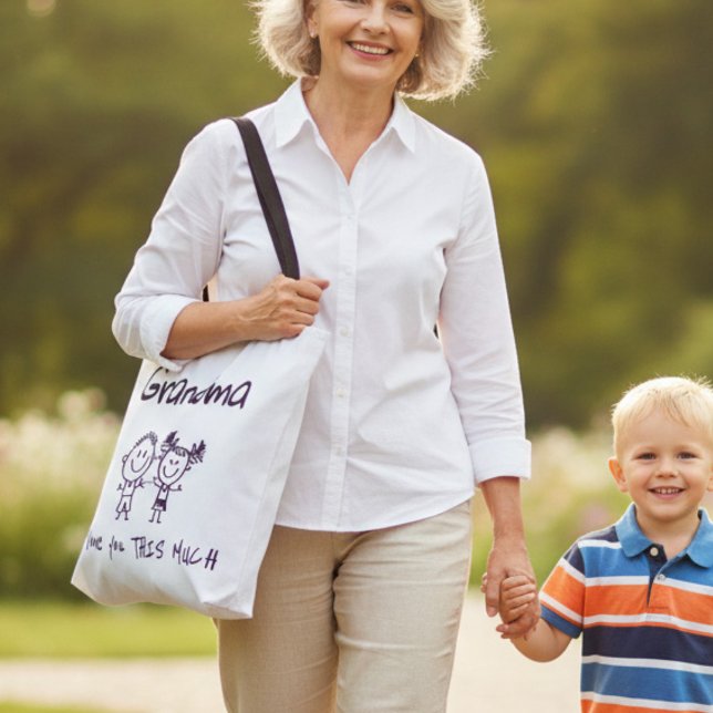 Bolsa Tote Love You Grandma Kids Art Personalized Gift (Criador carregado)