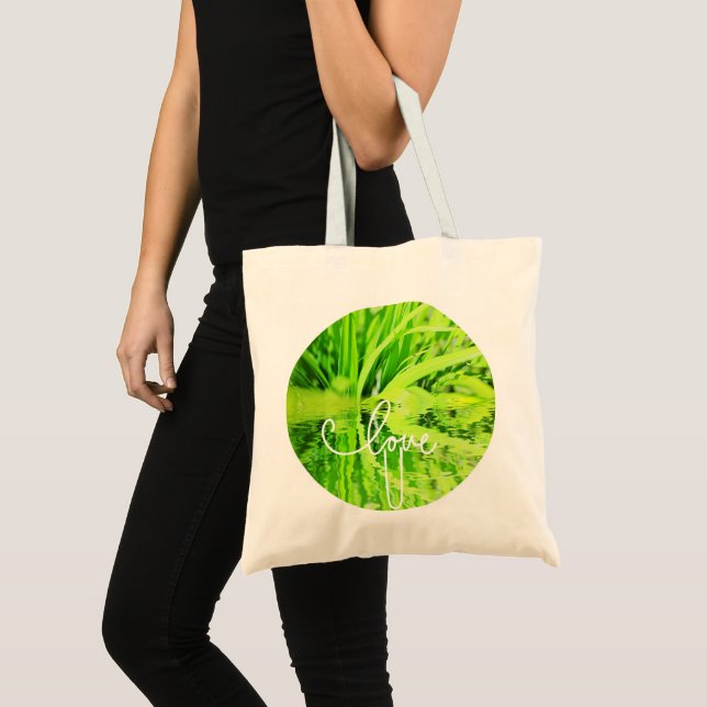 Bolsa Tote Love You U Grama Verde Feliz (Frente (produto))