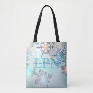 Bolsa Tote LPN (Cute Ice Blue Snowflake)